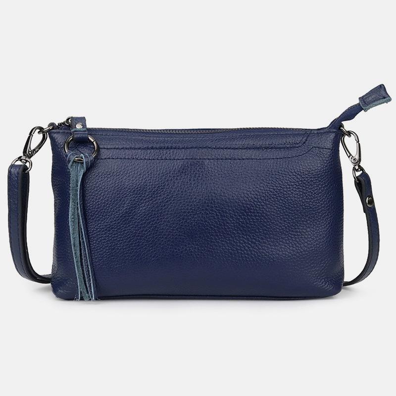 GenuineLeather Tassel Shoulder Crossbody Bag
