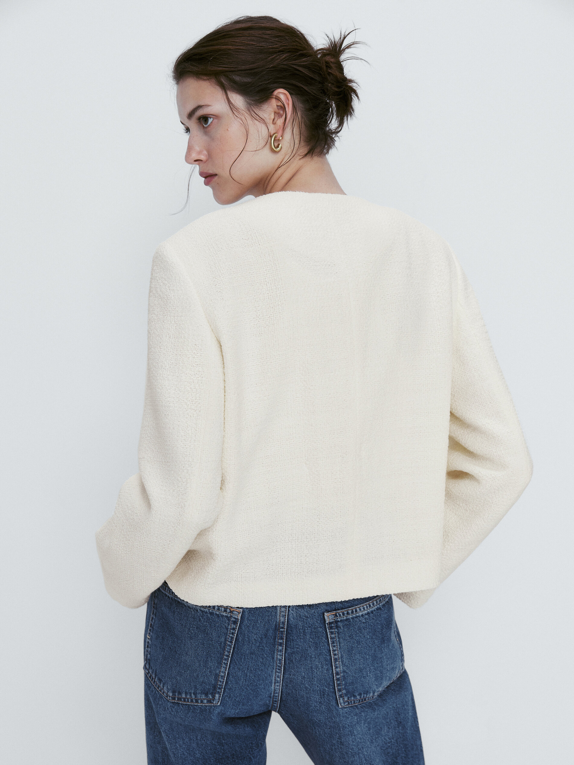 Chaqueta corta botones contraste - CRUDO