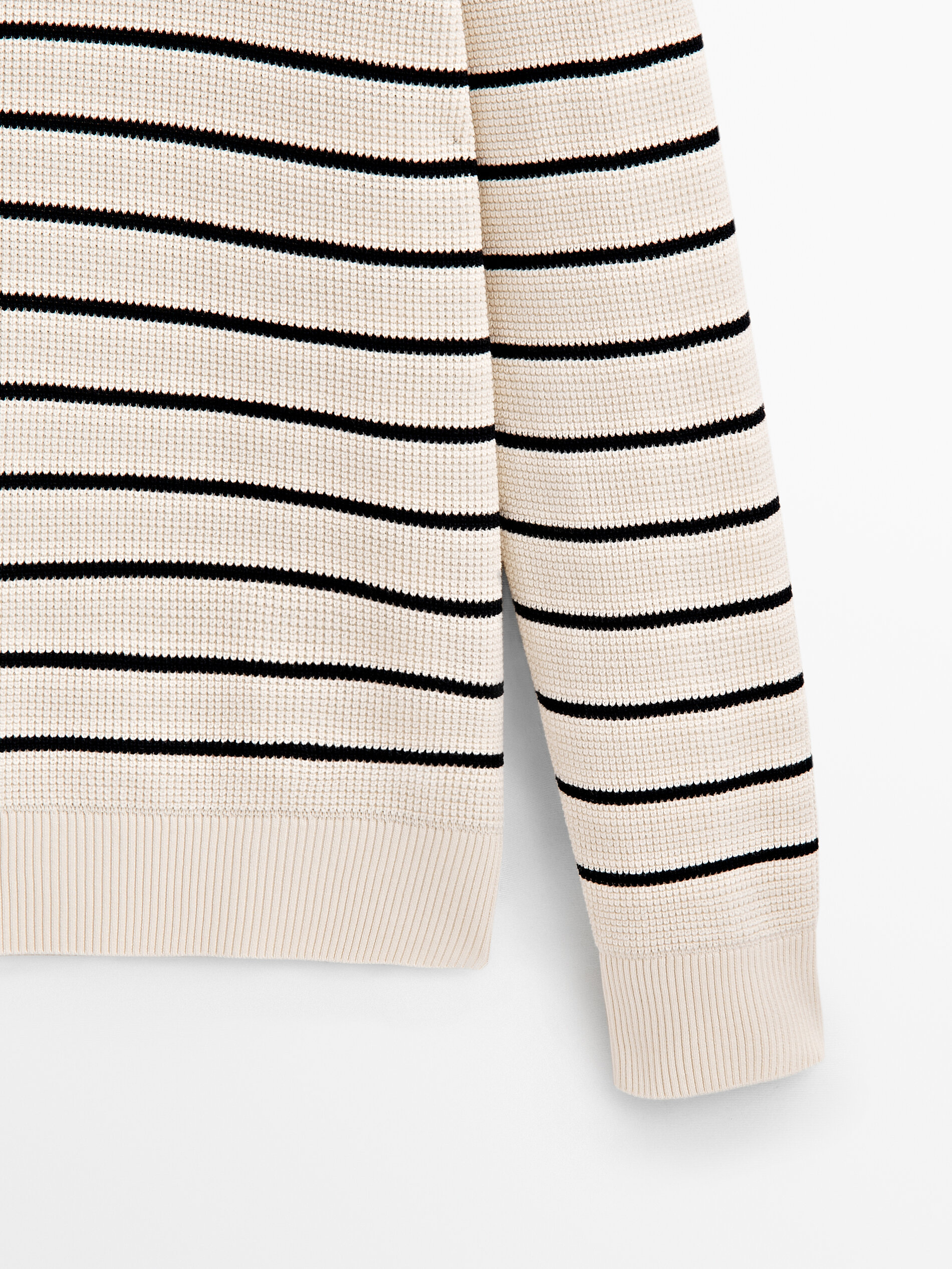 Jersey polo rayas estructura algodón - CRUDO