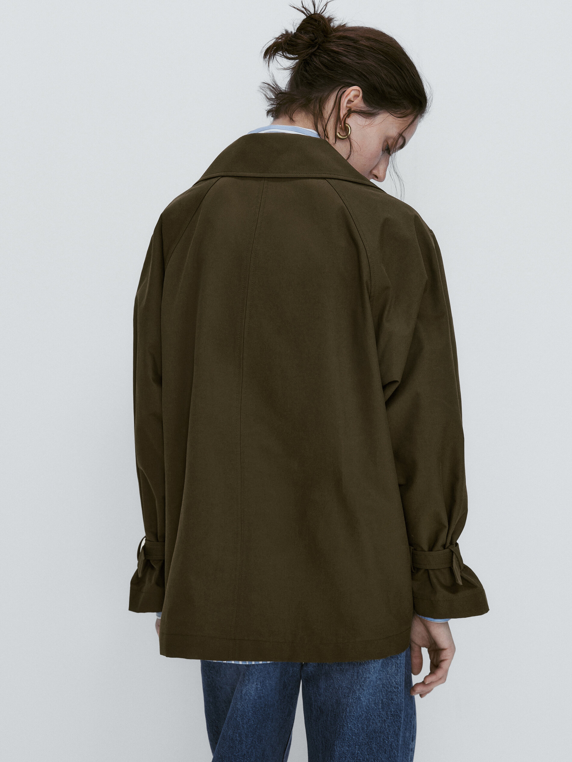 Chaqueta corta cruzada botones - KAKI