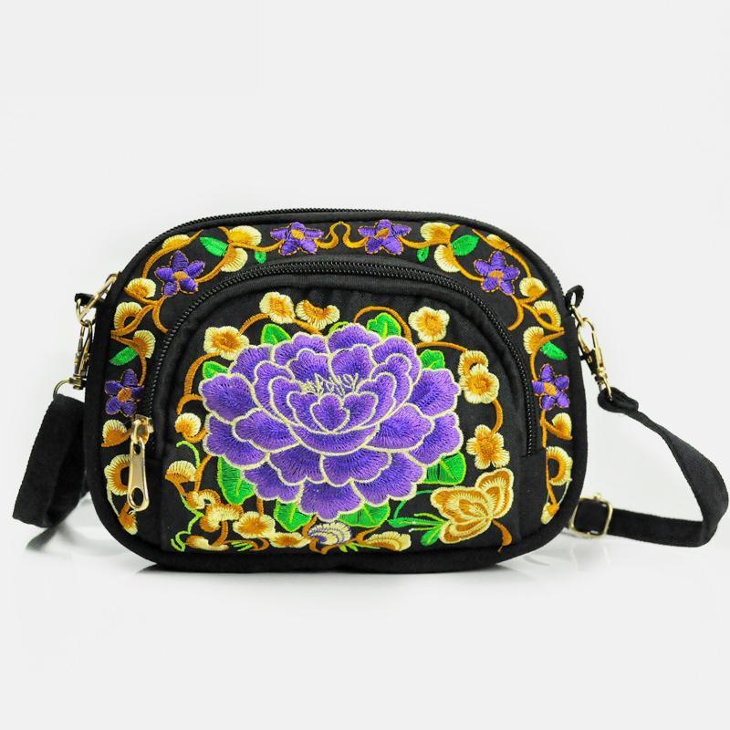 Embroidery Small Crossbody Bag Cell Phone Pouch