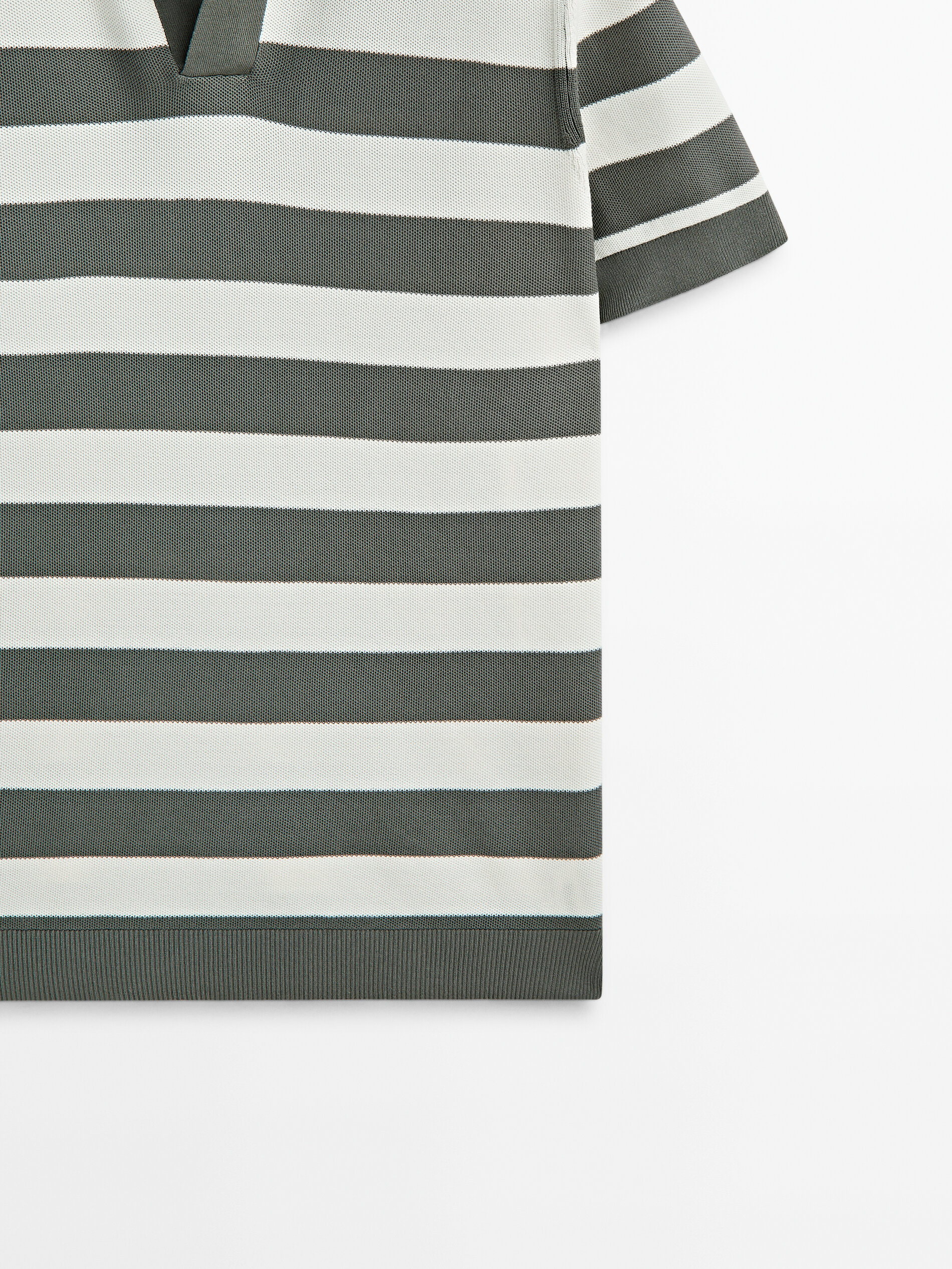 Jersey polo rayas manga corta - Caqui