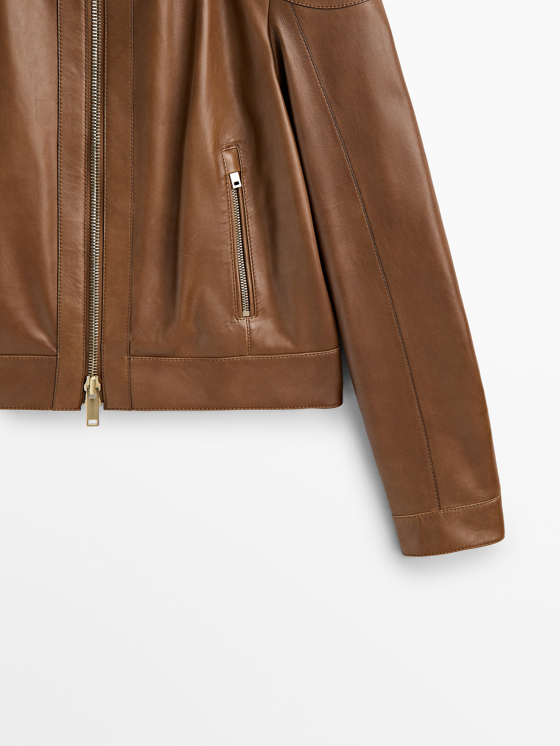 Cazadora piel napa hombreras - CUERO