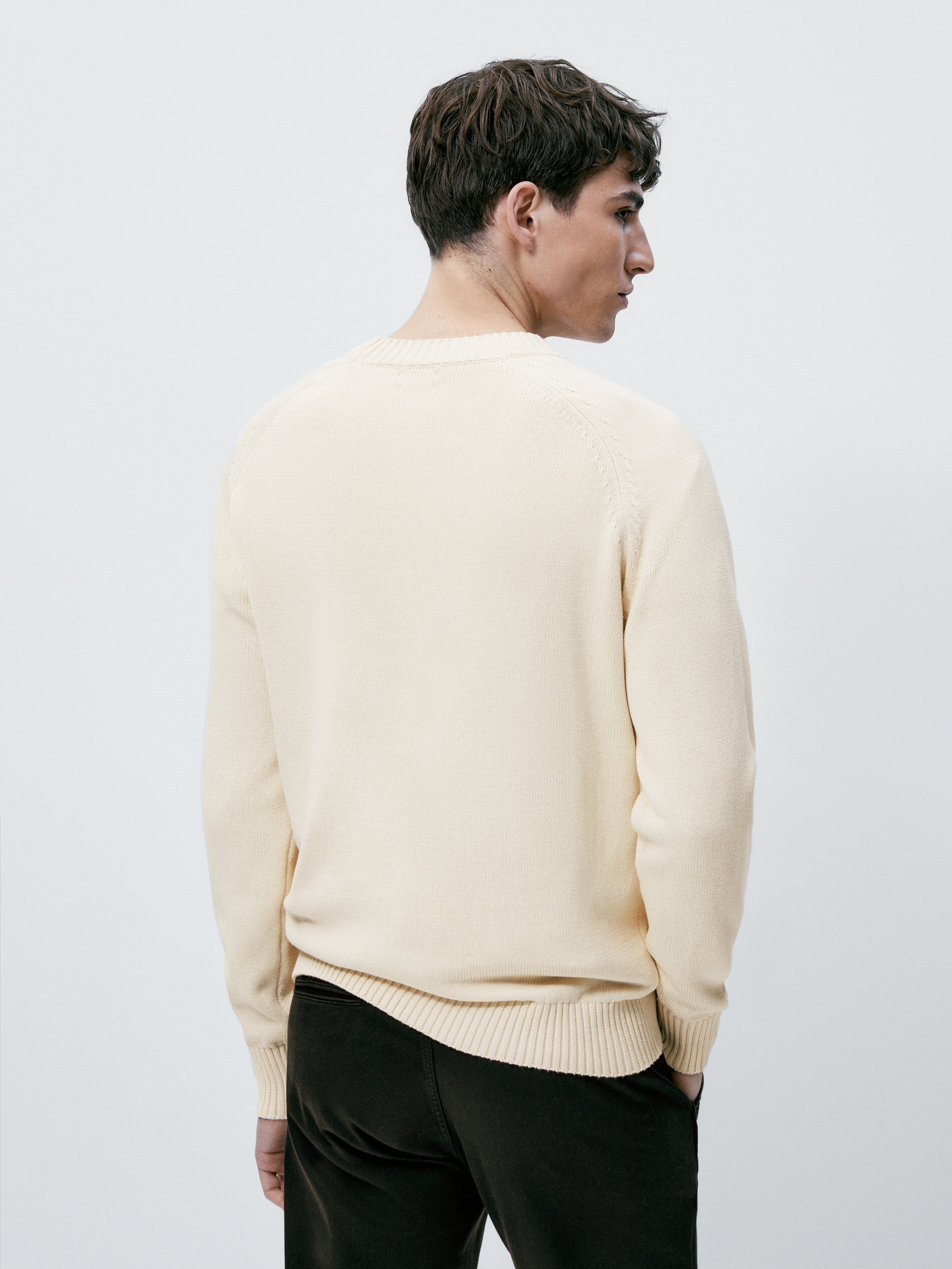 Jersey cuello redondo 100% algodon - Beige