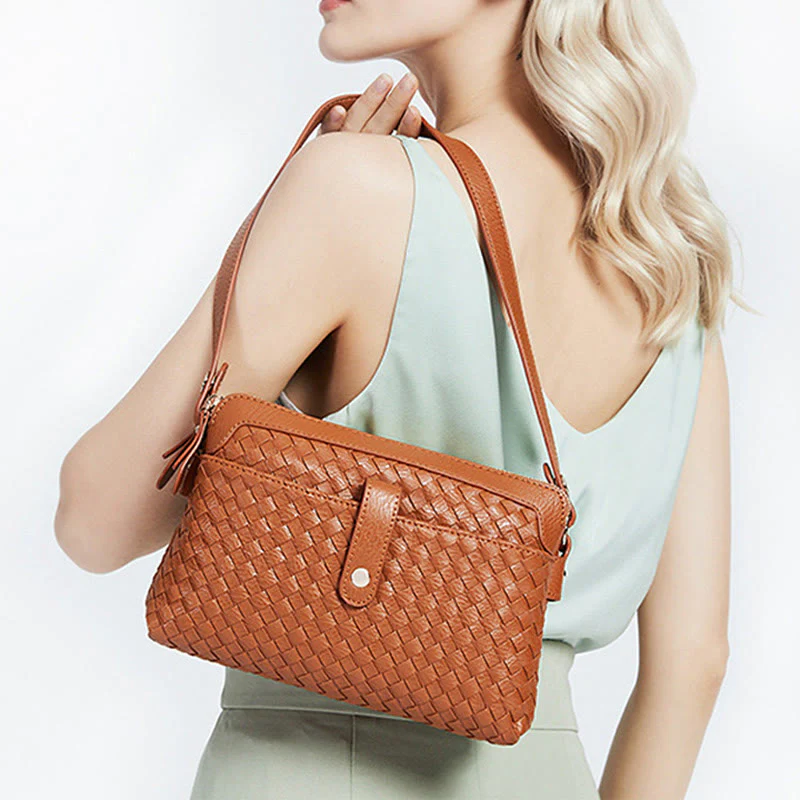 Multifunctional Underarm Handbag For Women Woven Leather Crossbody Bag