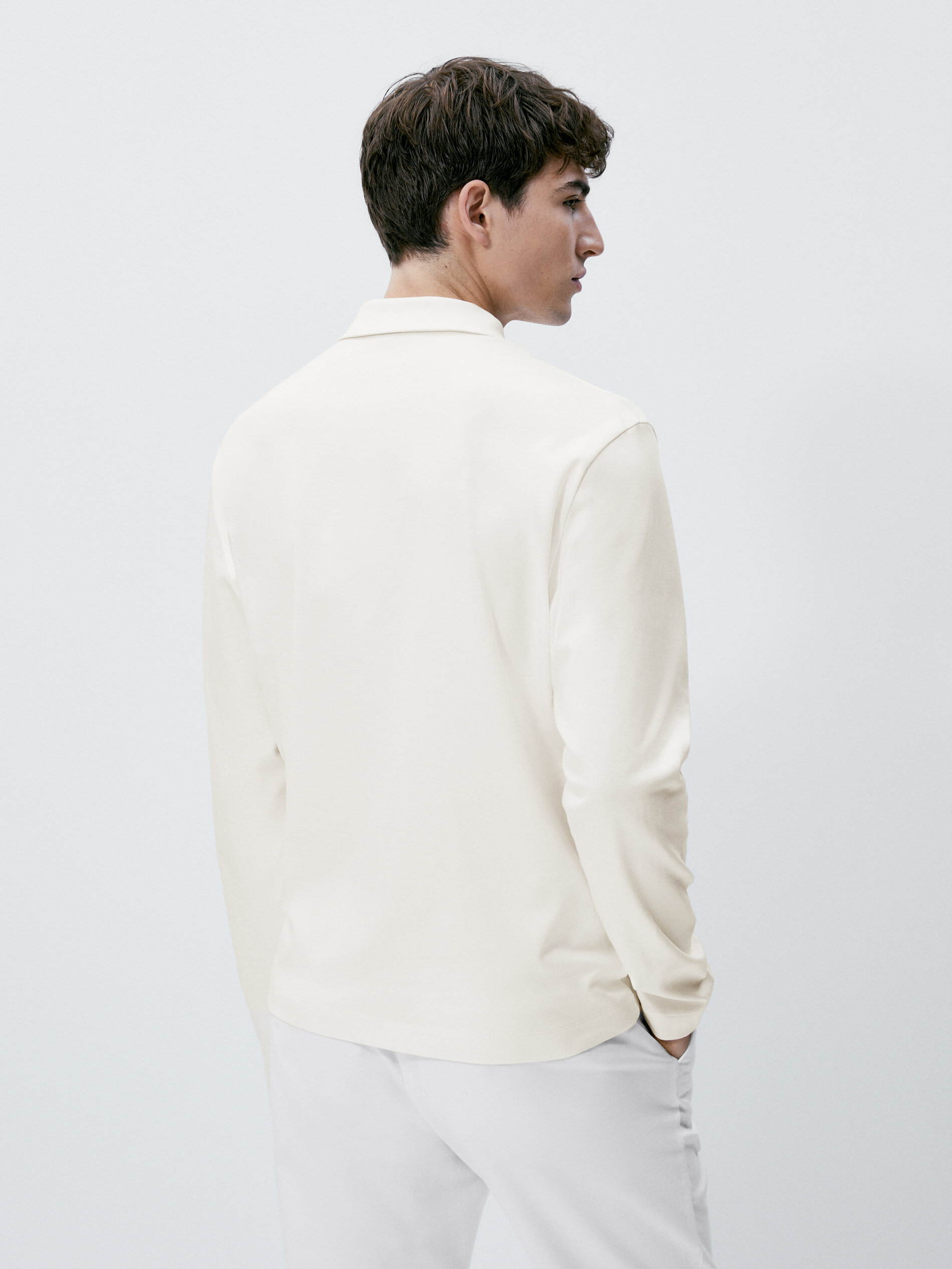 Polo manga larga cuello cremallera - CRUDO