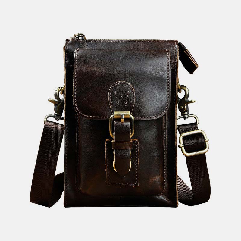 Genuine Leather Multifunction Messenger Bag