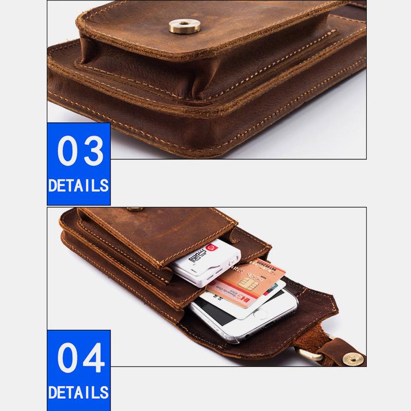 Retro GenuineLeather Waist Phone Bag