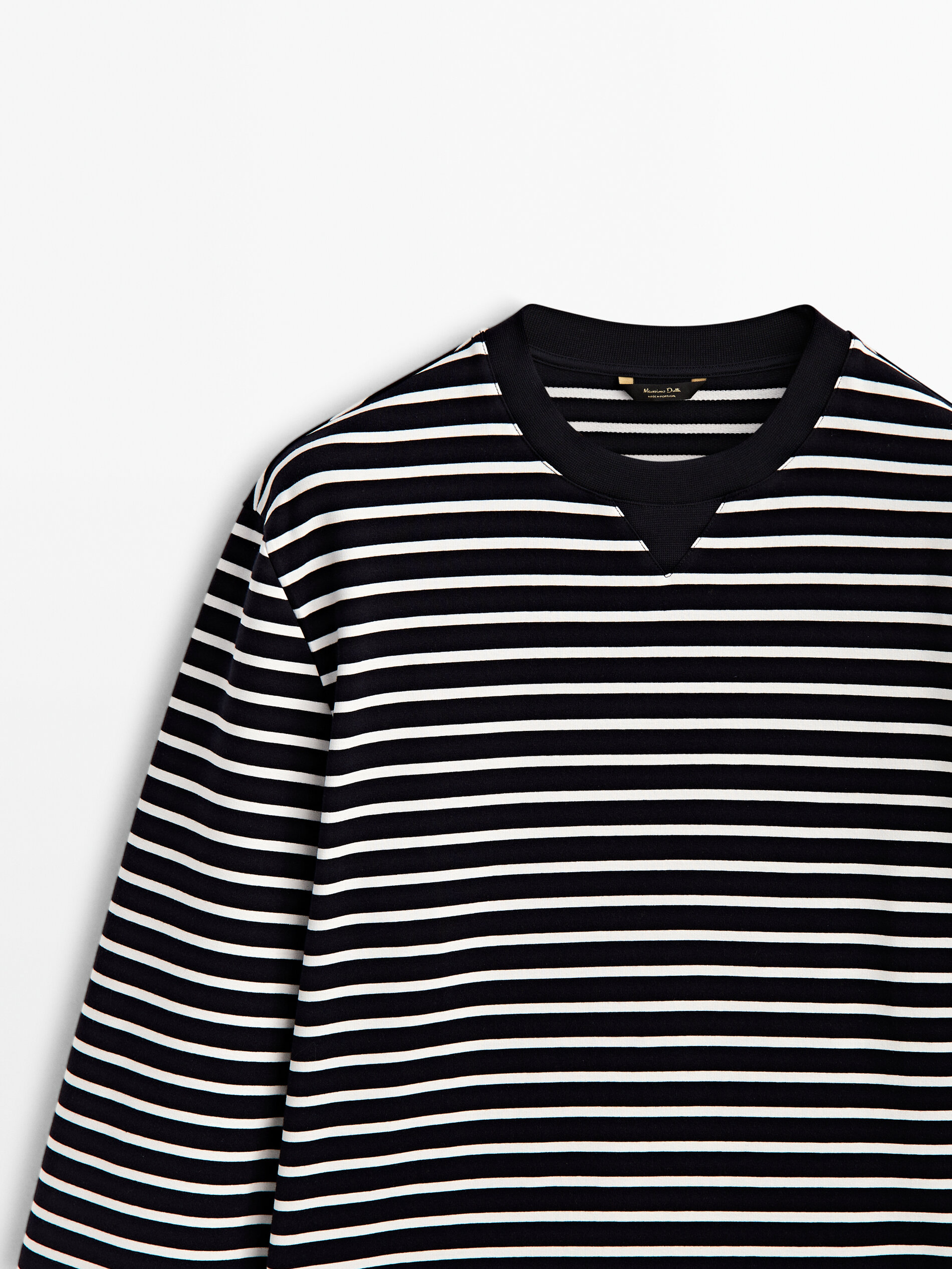 Sudadera rayas mezcla algodon - AZUL MARINO