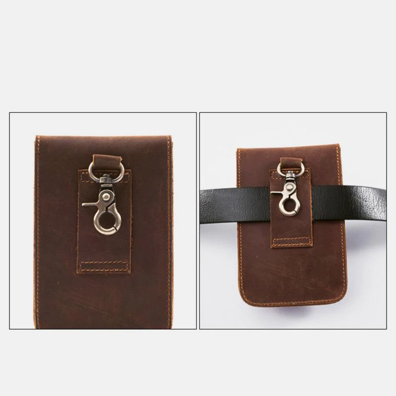 Retro GenuineLeather Waist Phone Bag