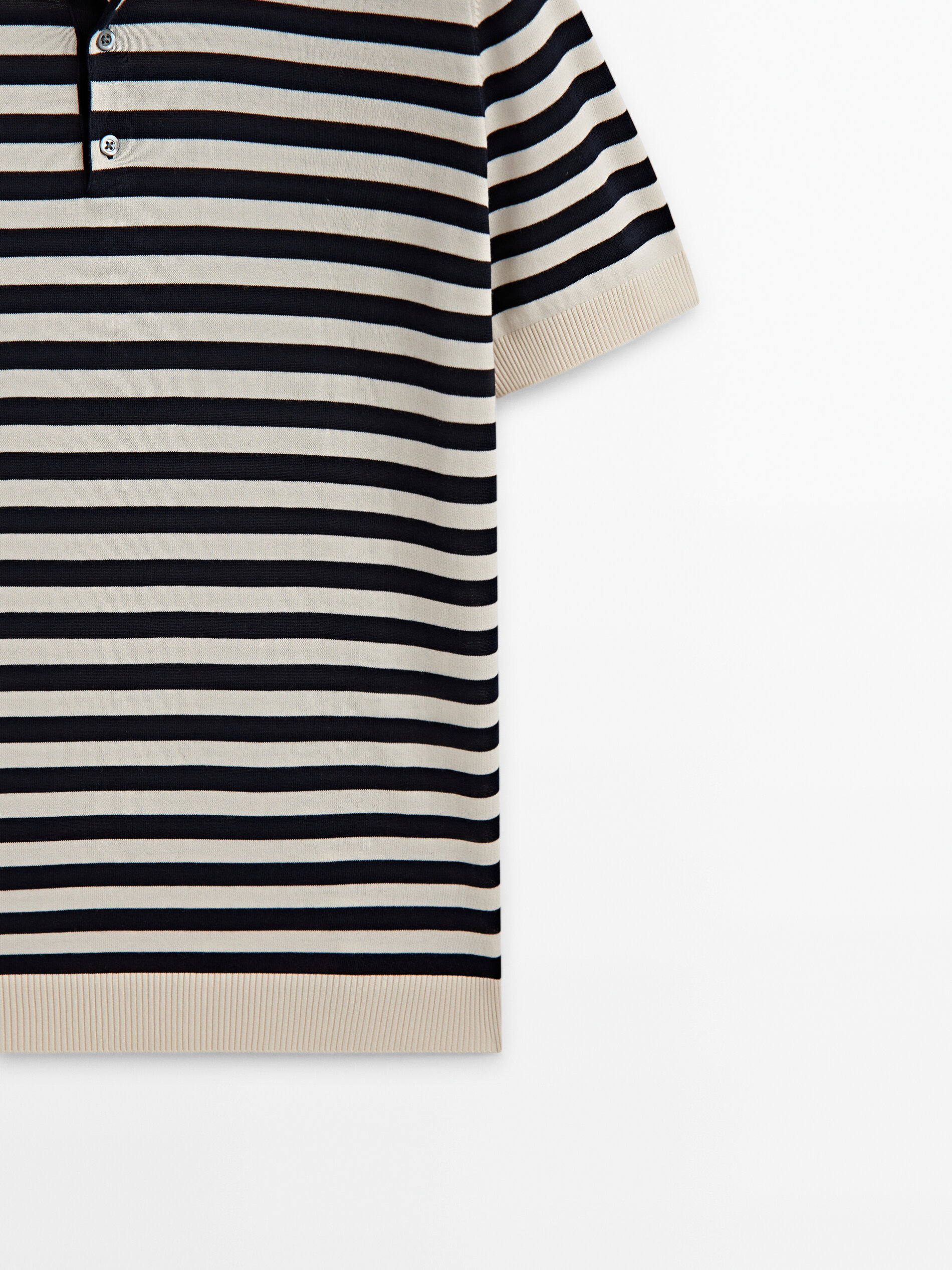 Jersey polo rayas cuello contraste manga corta - AZUL MARINO