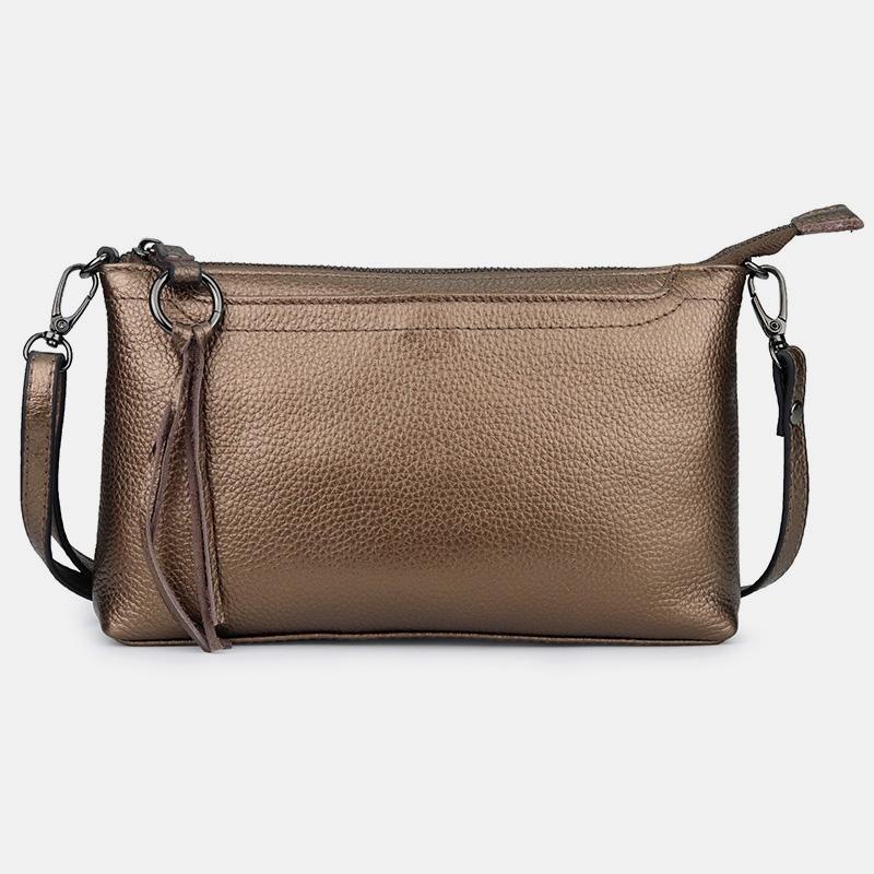GenuineLeather Tassel Shoulder Crossbody Bag