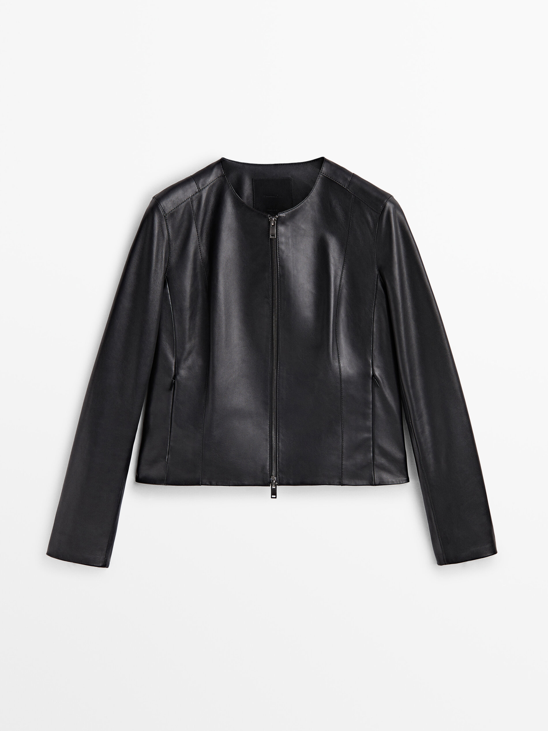 Cazadora piel napa negra - NEGRO