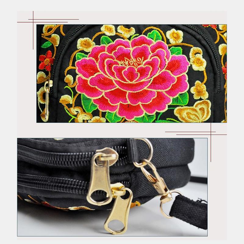 Embroidery Small Crossbody Bag Cell Phone Pouch