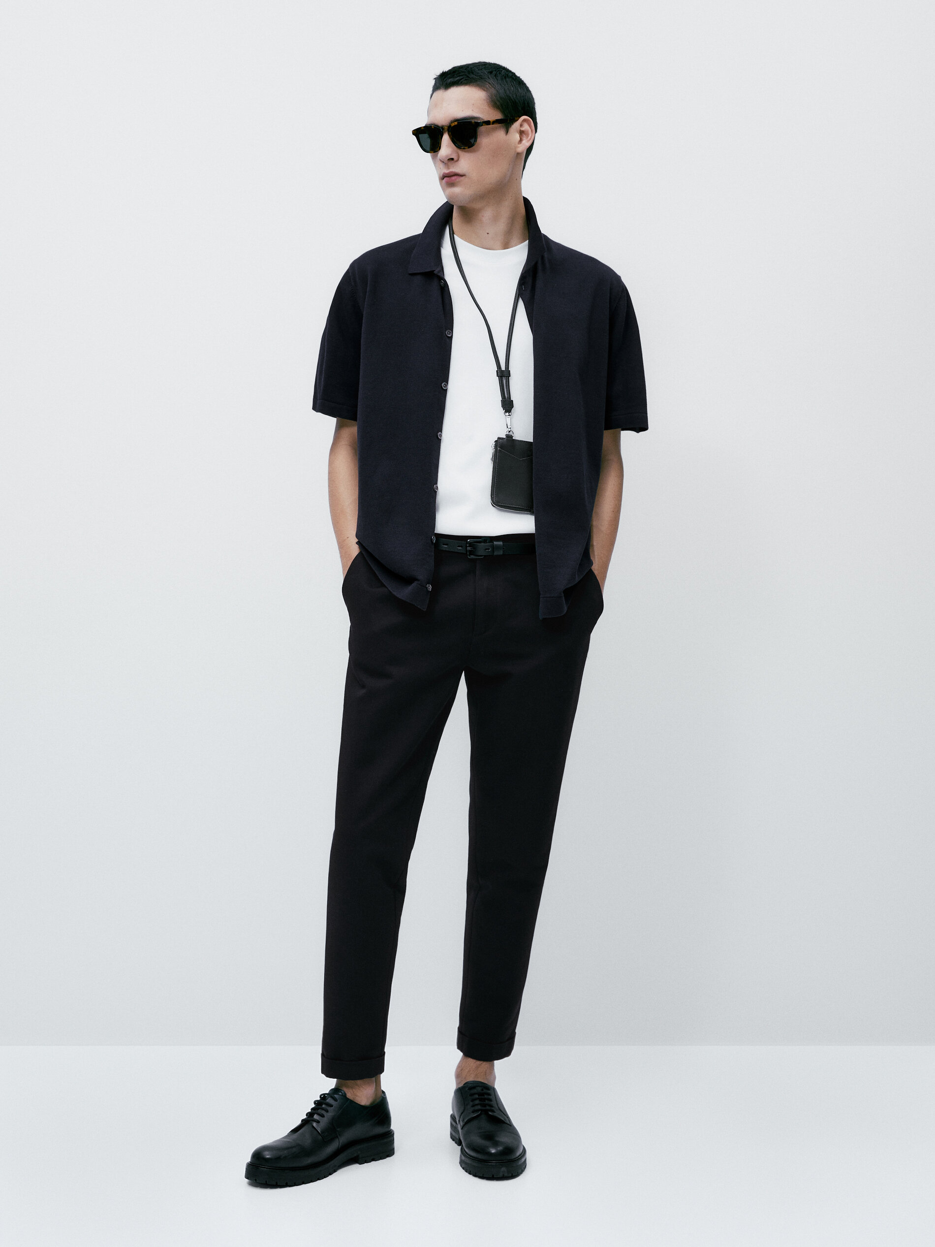 Camisa punto milano manga corta - AZUL MARINO