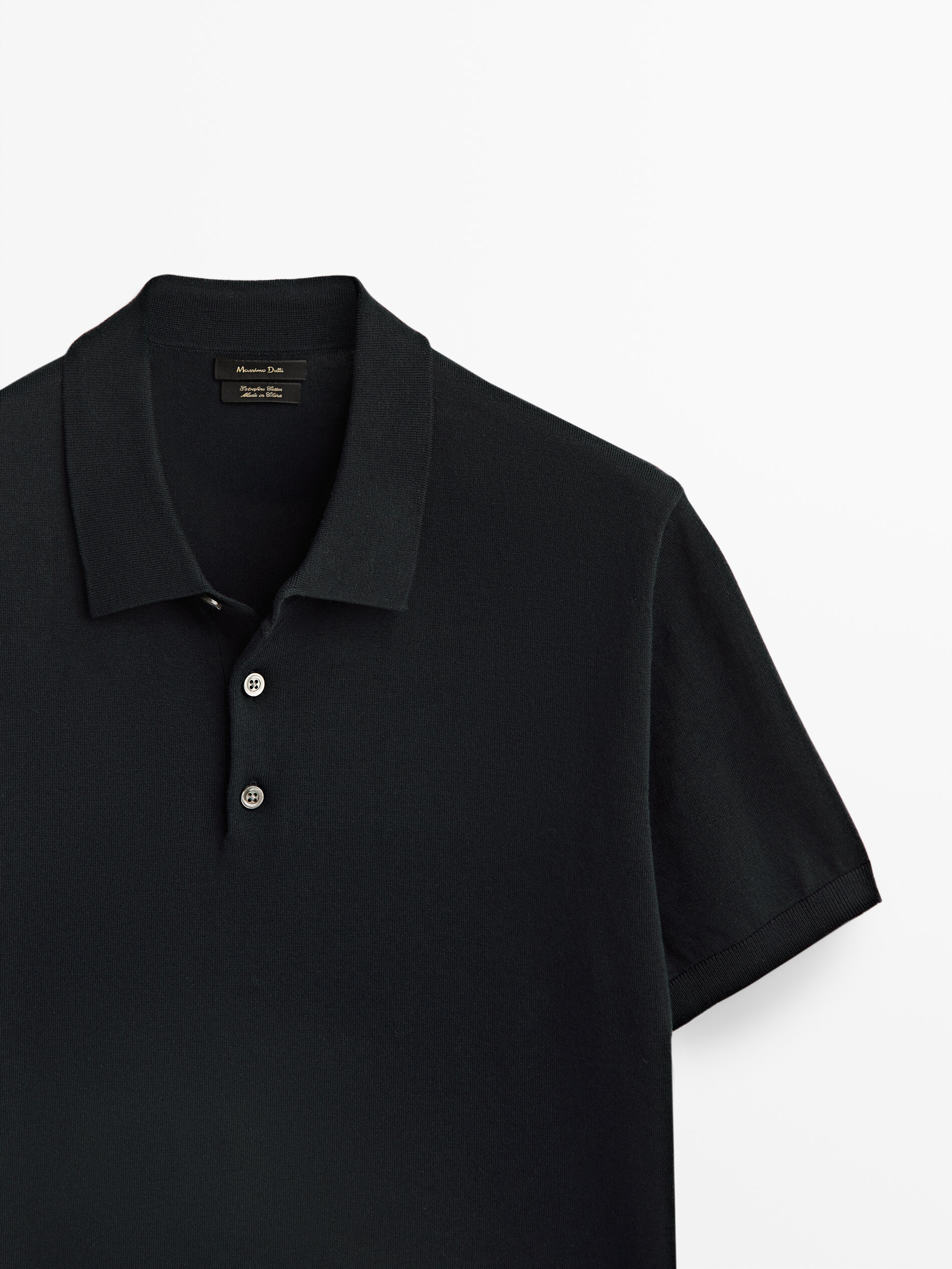 Jersey polo manga corta algodon - NEGRO