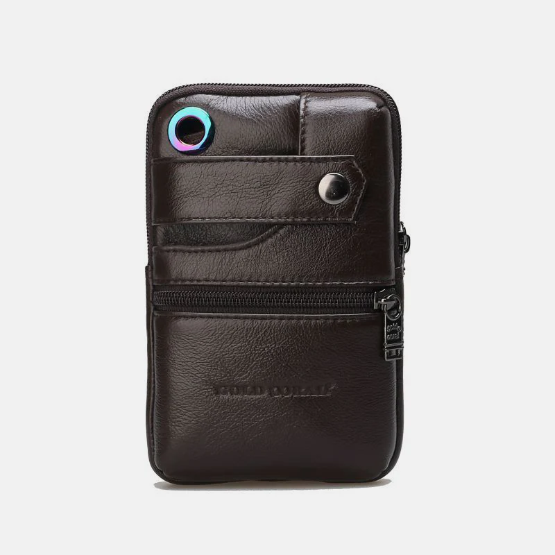 Retro GenuineLeather Business Crossbody PhoneBag With Earphone Hole