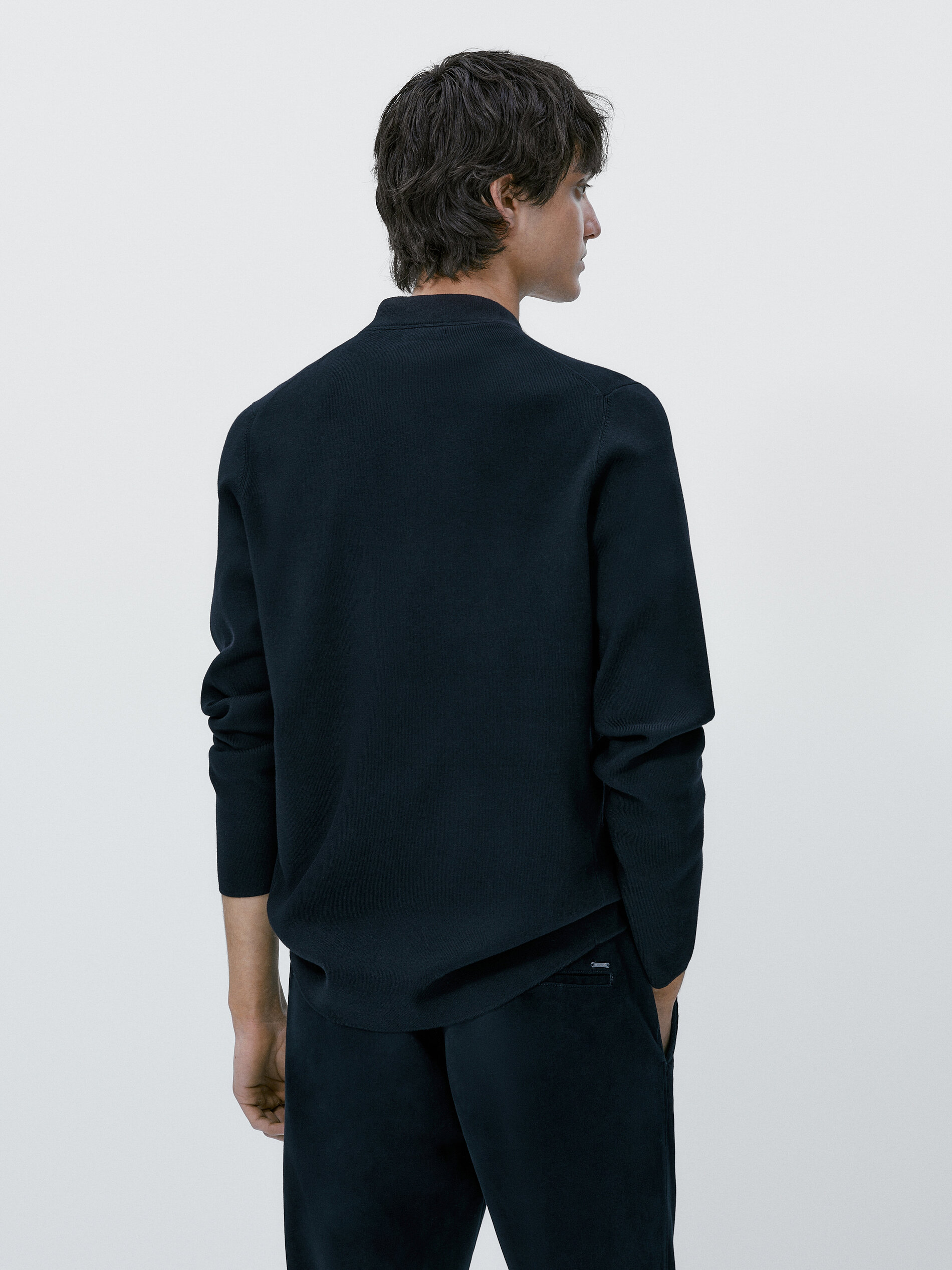 Cárdigan de punto tipo bomber - AZUL MARINO