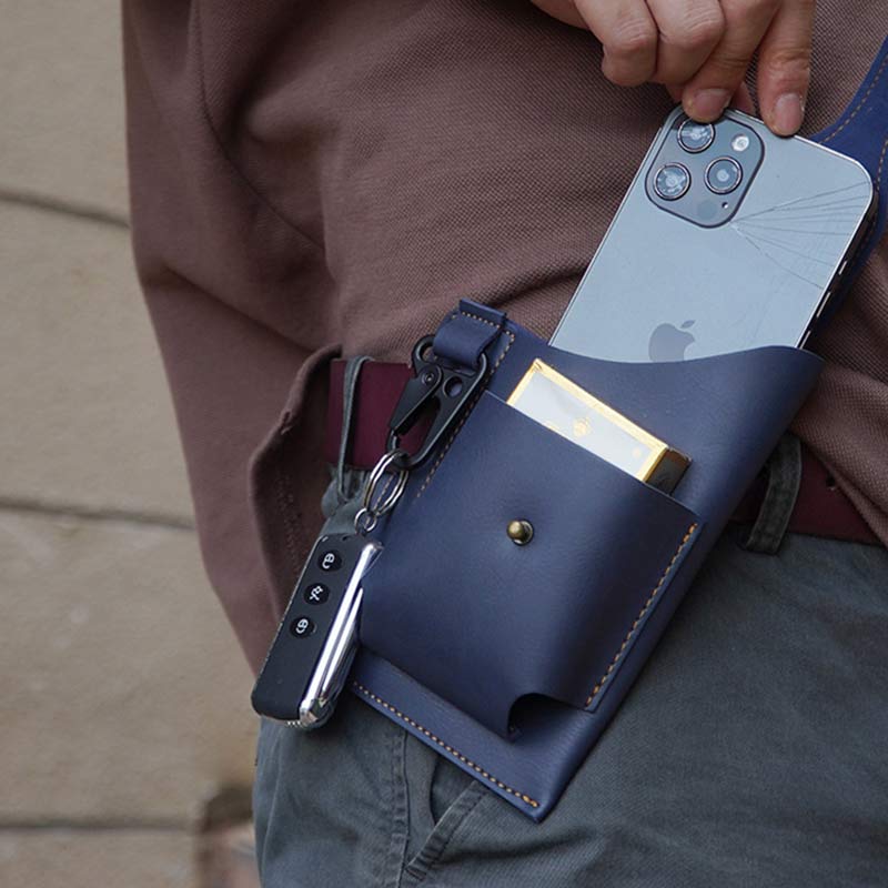 Retro EDC Genuine Leather Phone Bag Waist Bag
