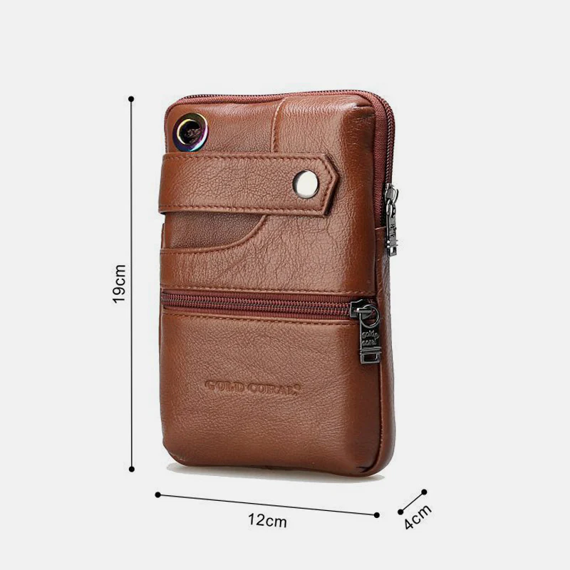 Retro GenuineLeather Business Crossbody PhoneBag With Earphone Hole