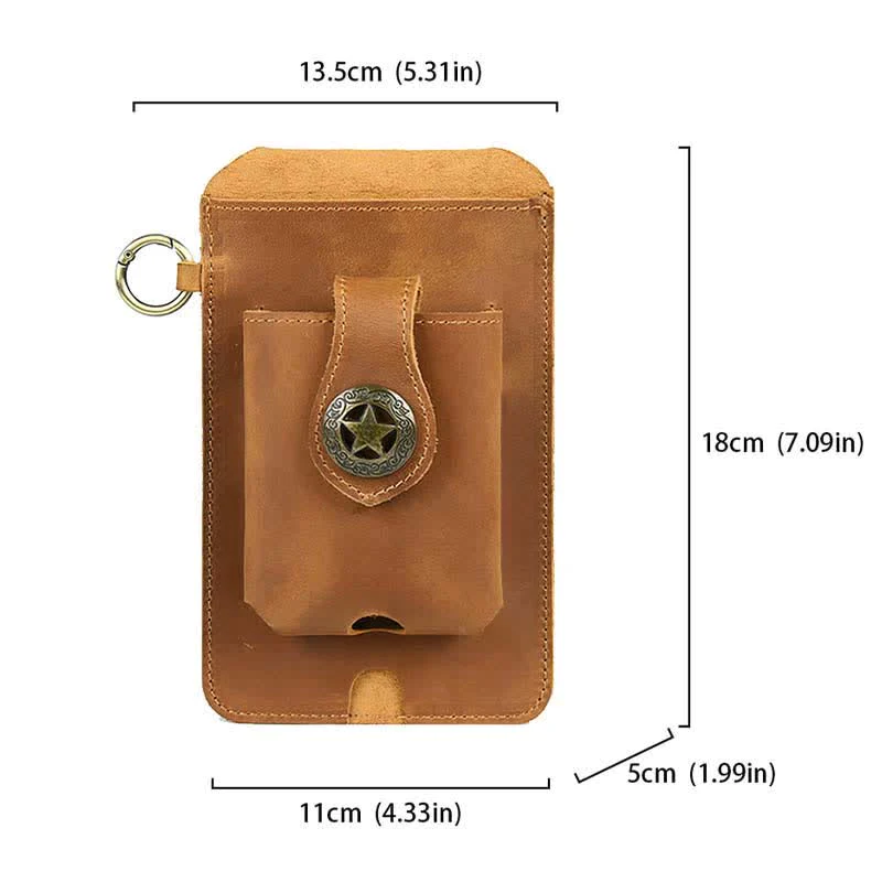 Multifunctional Genuine Leather Cell Phone Belt Bag Loop Waist Holster