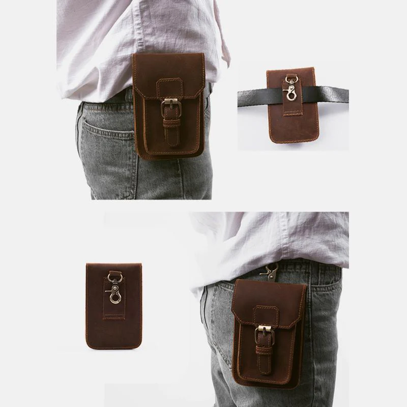 Retro GenuineLeather Waist Phone Bag