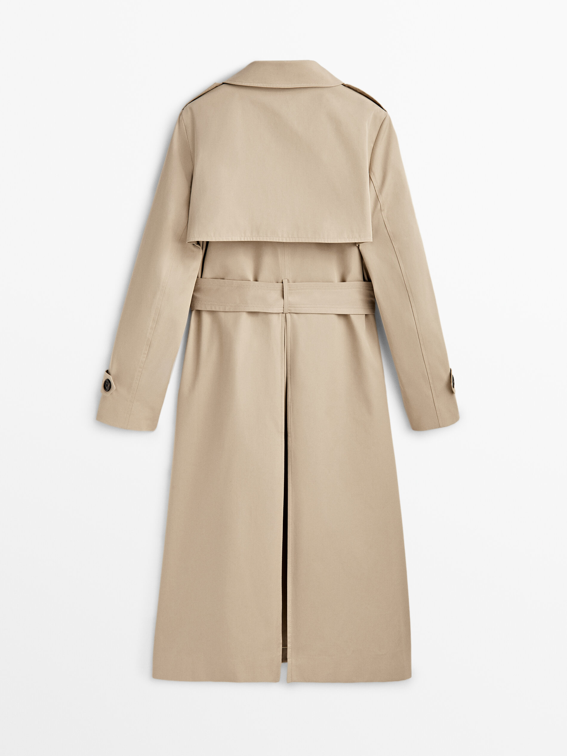 Gabardina con cinturón - BEIGE