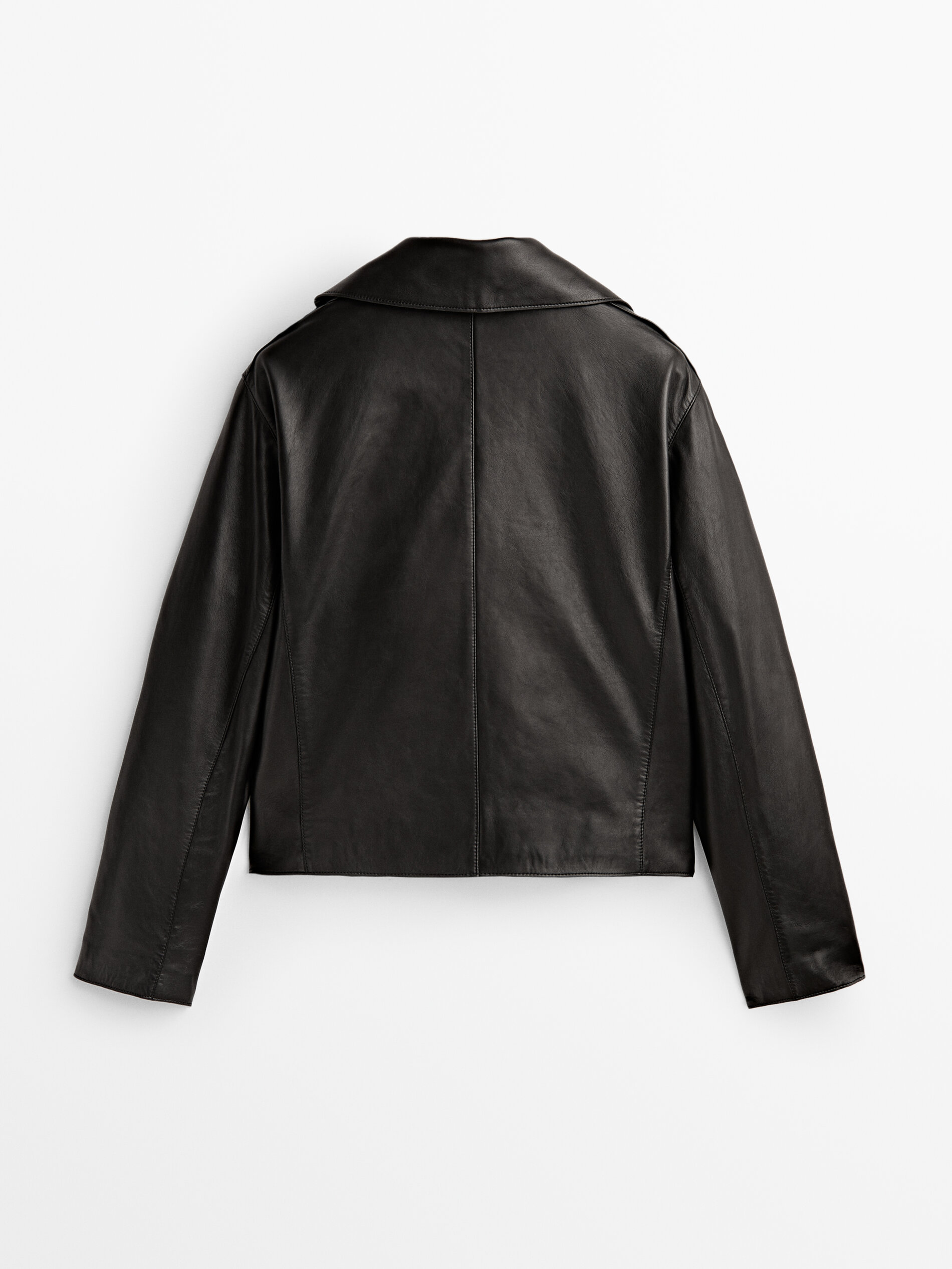 Cazadora piel napa maxi cuello - NEGRO