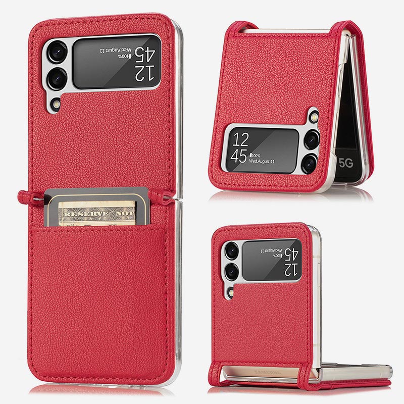 Samsung Galaxy Z Flip& Z Flip 3 4 Phone Case Leather Phone Bag with Card Holder