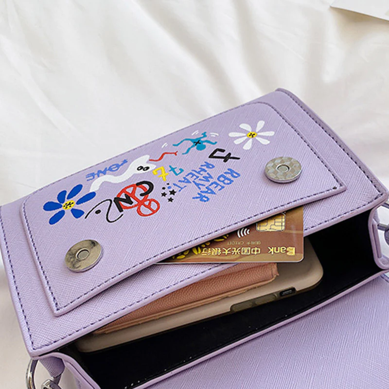 Graffiti Small Phone Purse Fashion Crossbody Shoulder Bag Handbag