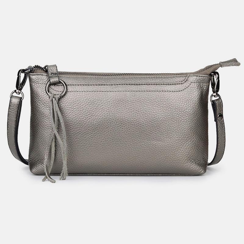GenuineLeather Tassel Shoulder Crossbody Bag