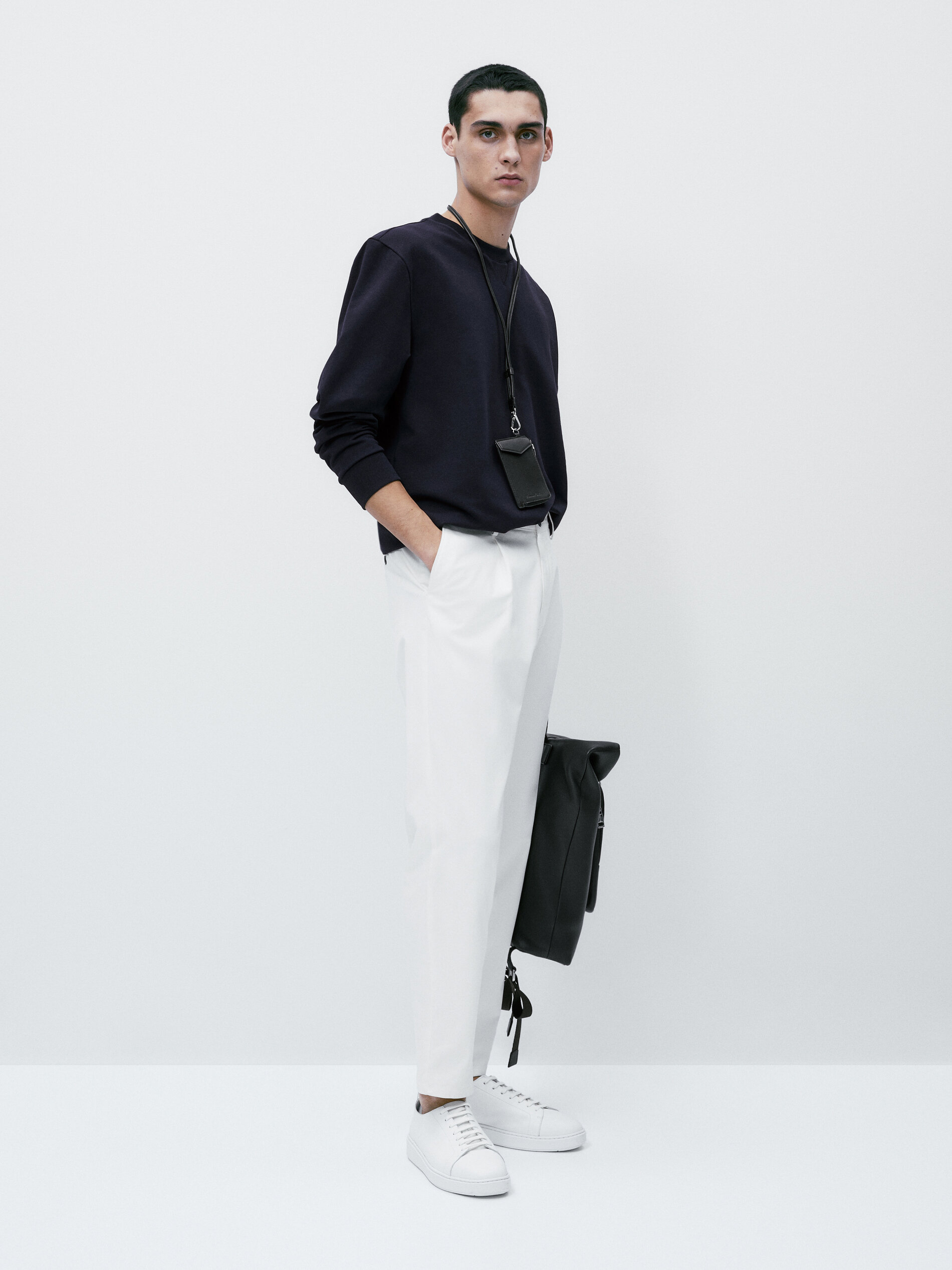 Sudadera lisa mezcla algodon - AZUL MARINO