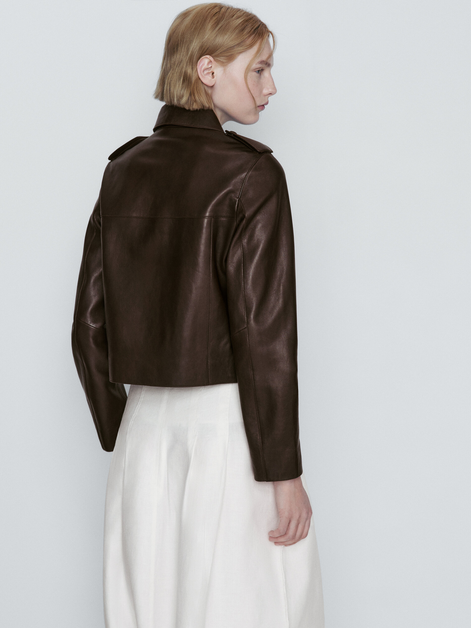 Chaqueta biker piel napa - MARRÓN