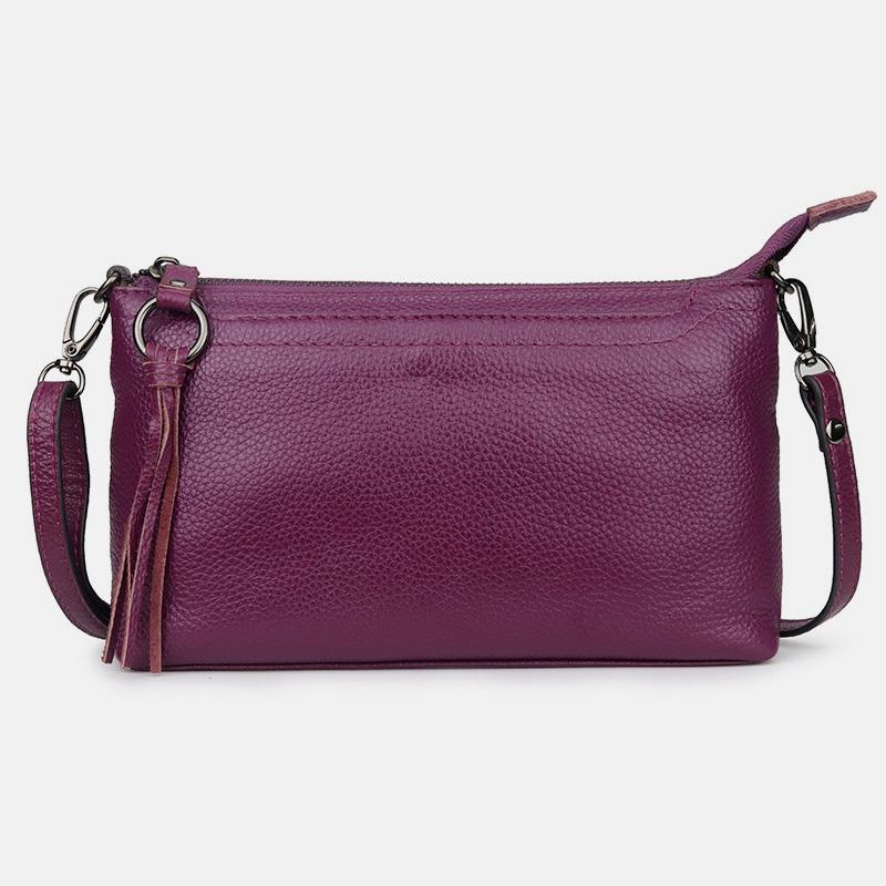 GenuineLeather Tassel Shoulder Crossbody Bag