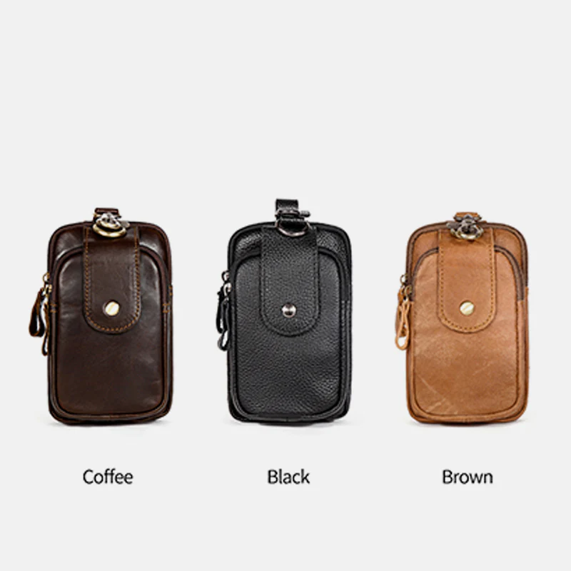 Retro Classic Leather EDC Business Waist Phone Bag
