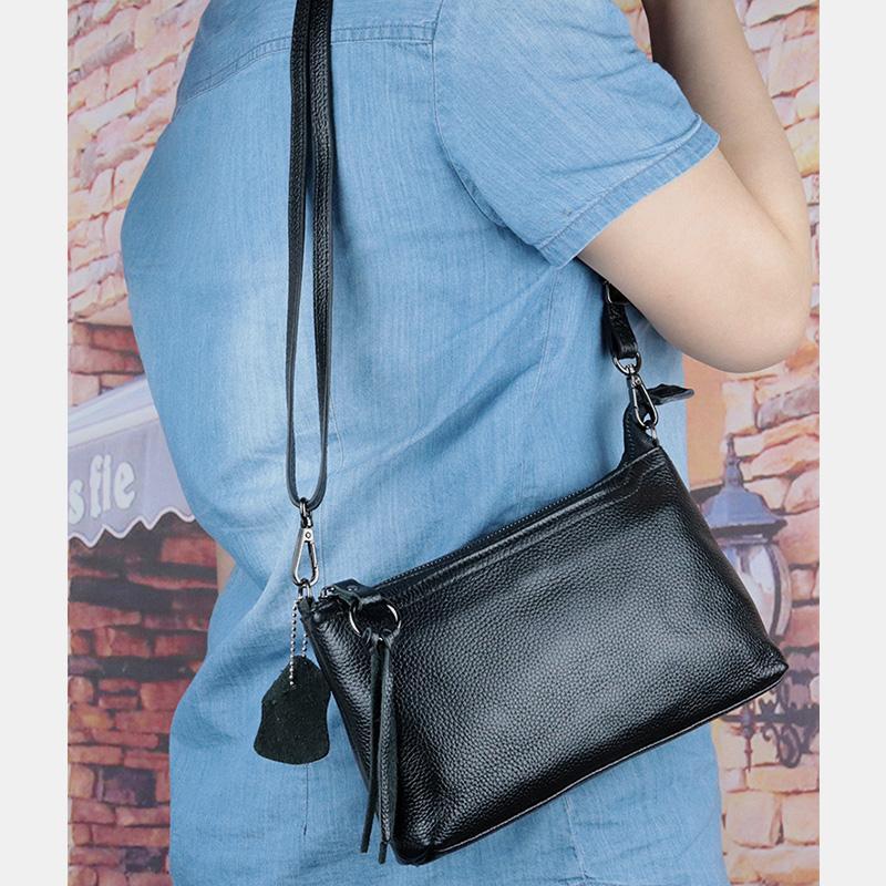 GenuineLeather Tassel Shoulder Crossbody Bag