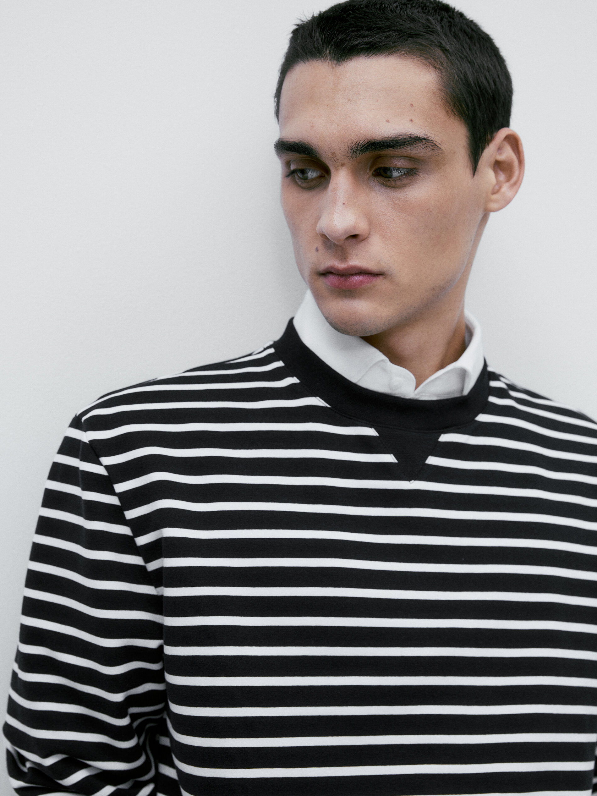 Sudadera rayas mezcla algodon - AZUL MARINO