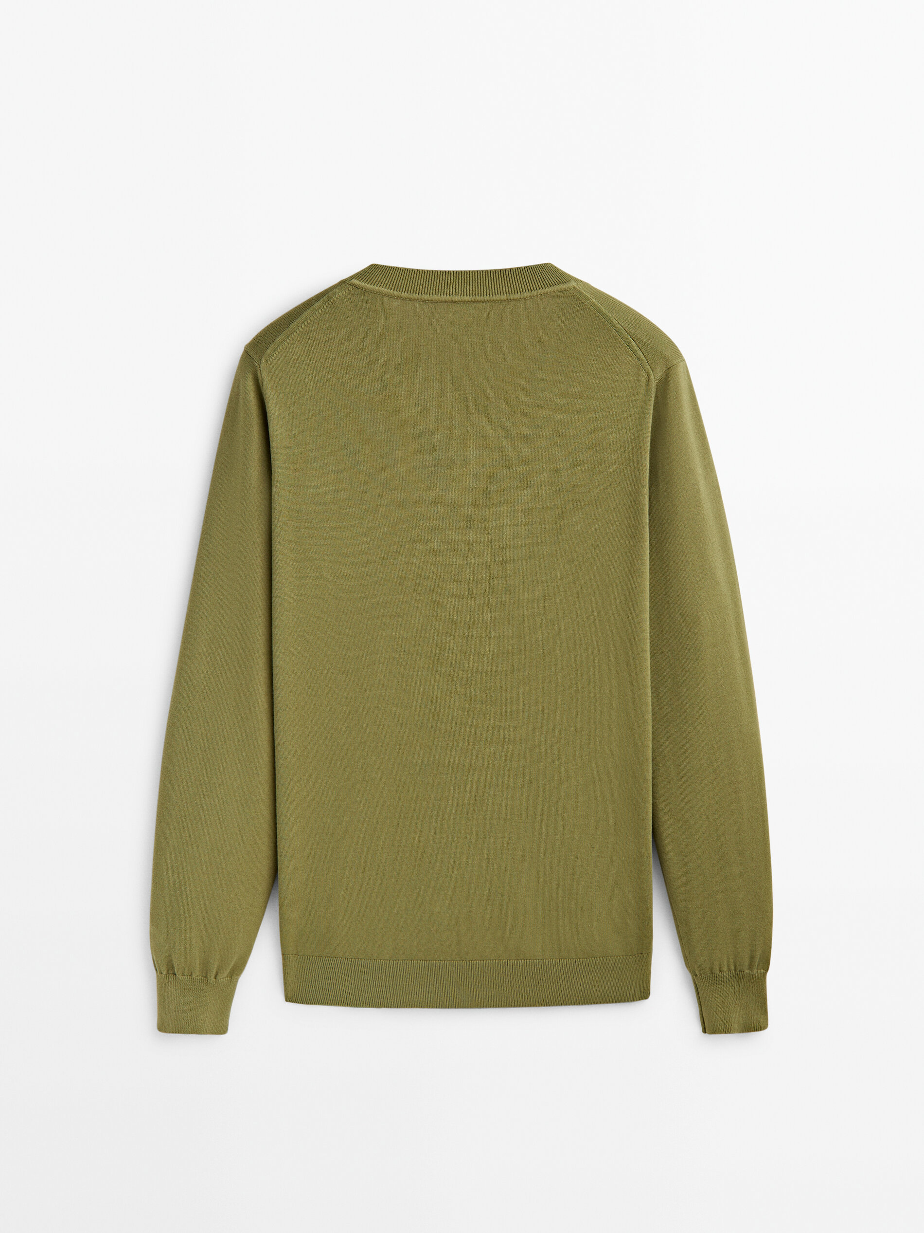 Jersey cuello pico algodon - Kaki