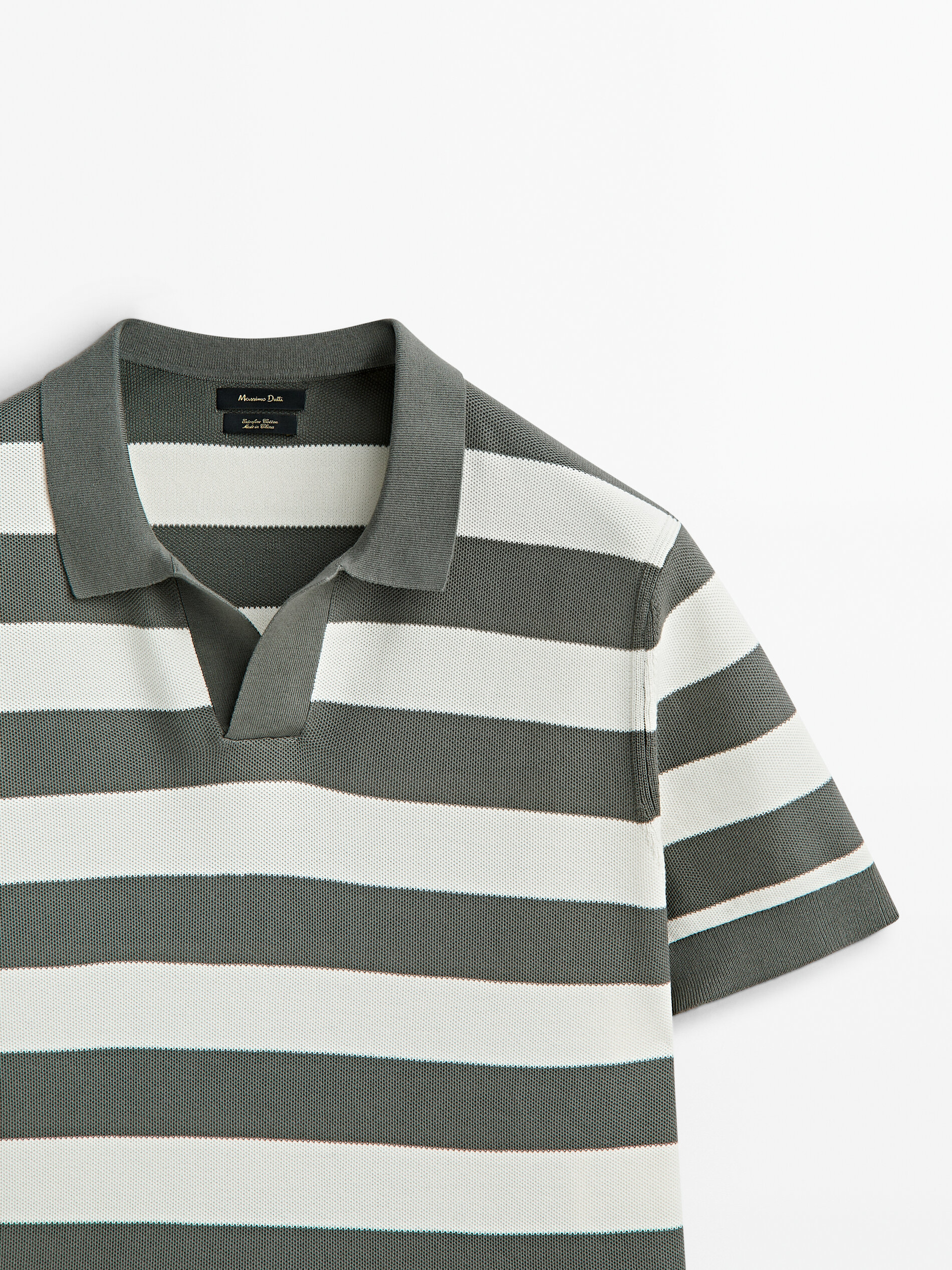 Jersey polo rayas manga corta - Caqui