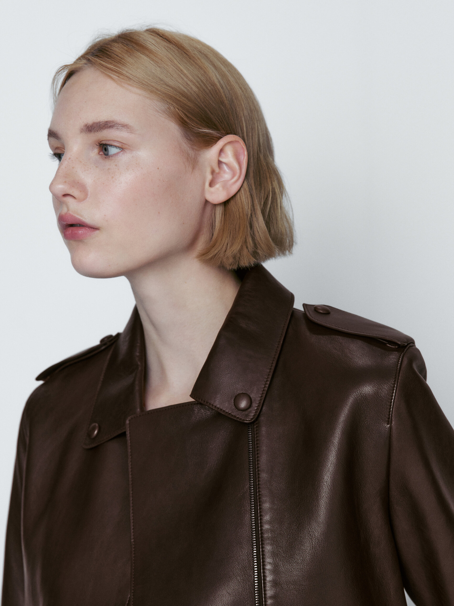 Chaqueta biker piel napa - MARRÓN