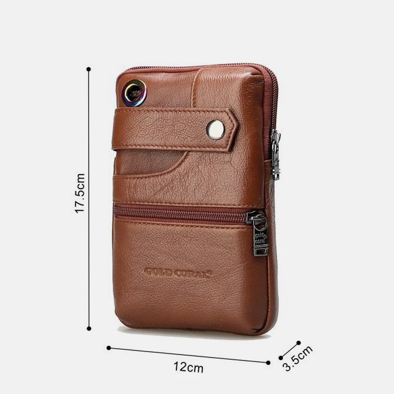 Retro GenuineLeather Business Crossbody PhoneBag With Earphone Hole