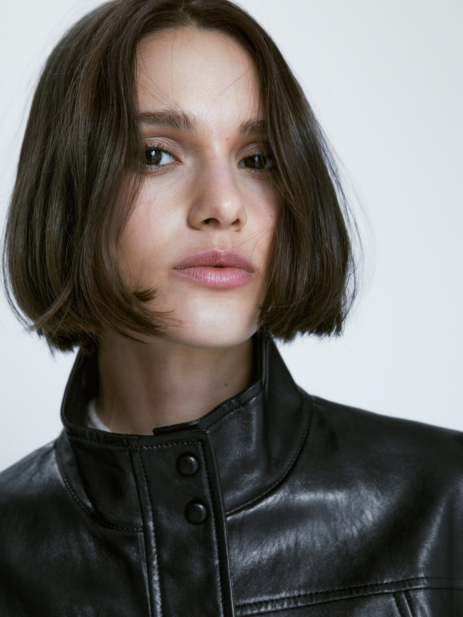 Cazadora piel napa botones - NEGRO