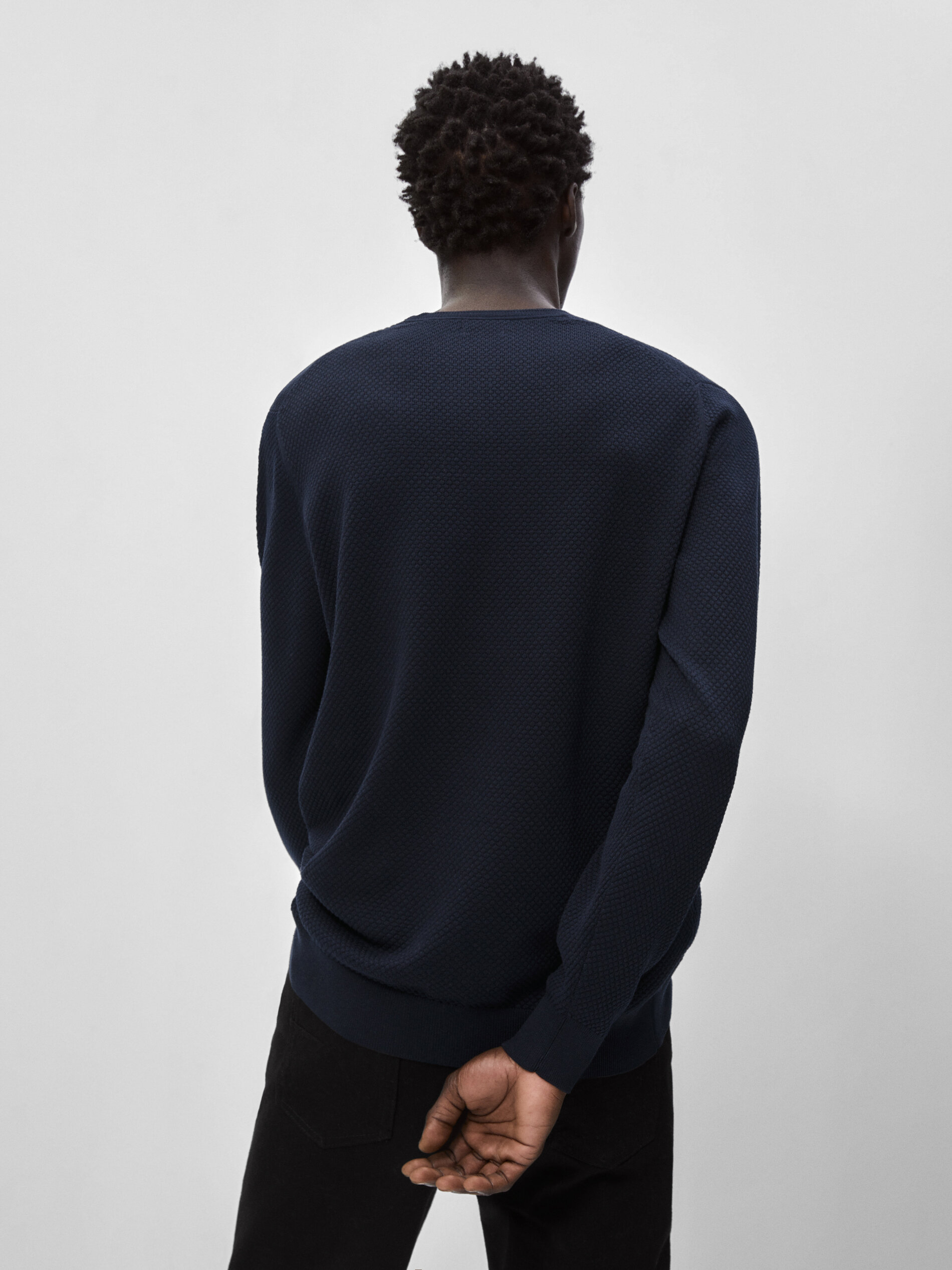 Jersey de punto estructura cuello redondo - AZUL MARINO