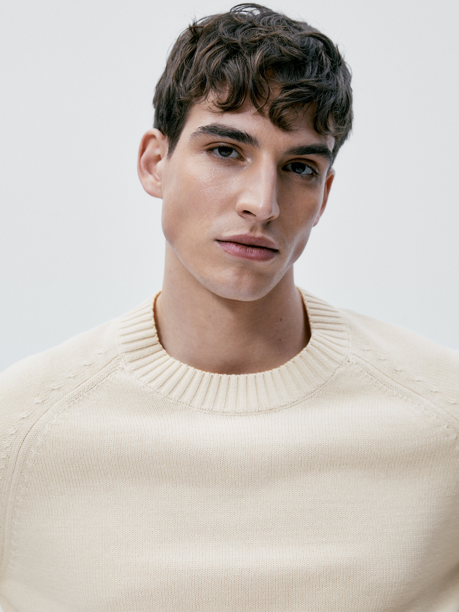 Jersey cuello redondo 100% algodon - Beige