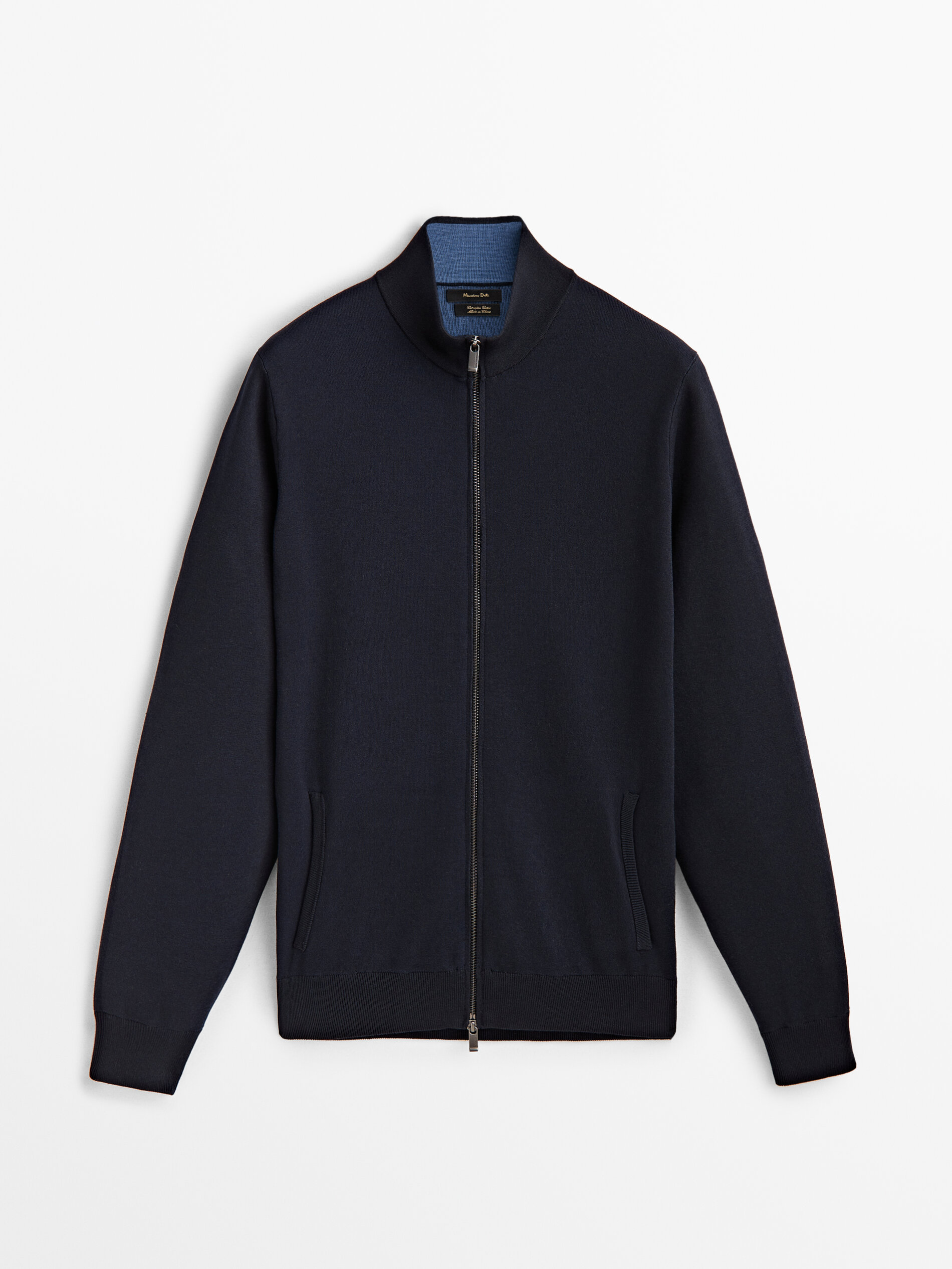 Cárdigan de punto con cremallera - AZUL MARINO