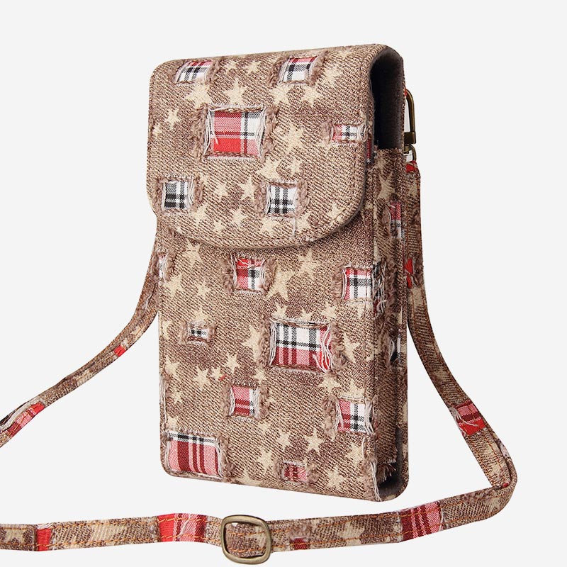 Casual Denim Printing Crossbody Phone Bag