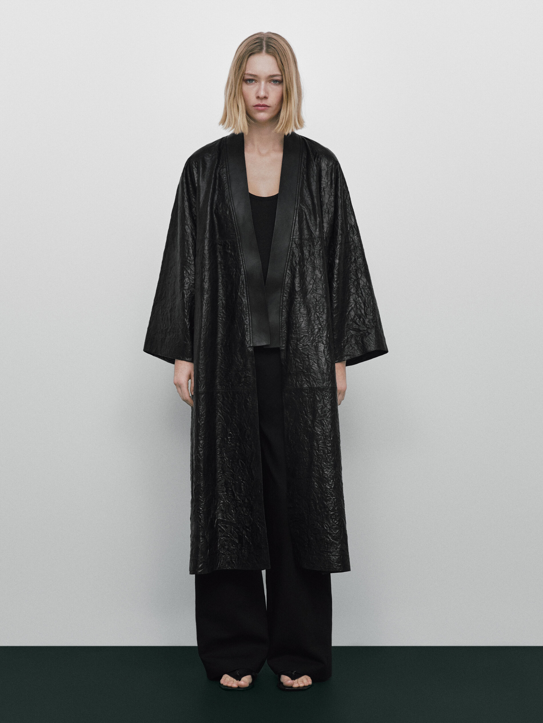 Kimono piel napa craquelada Limited edition - NEGRO