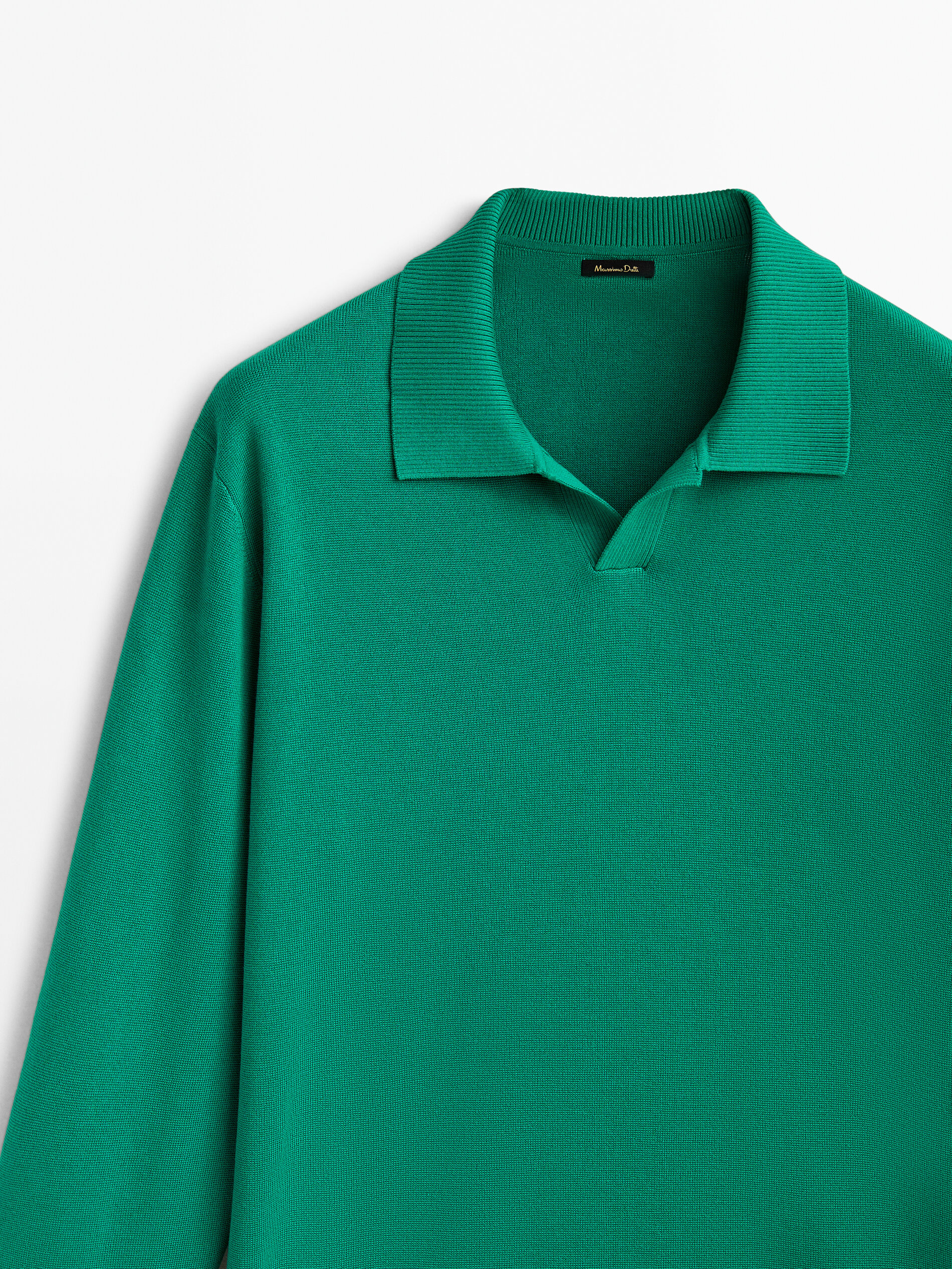 Jersey punto milano algodon cuello polo - Verde
