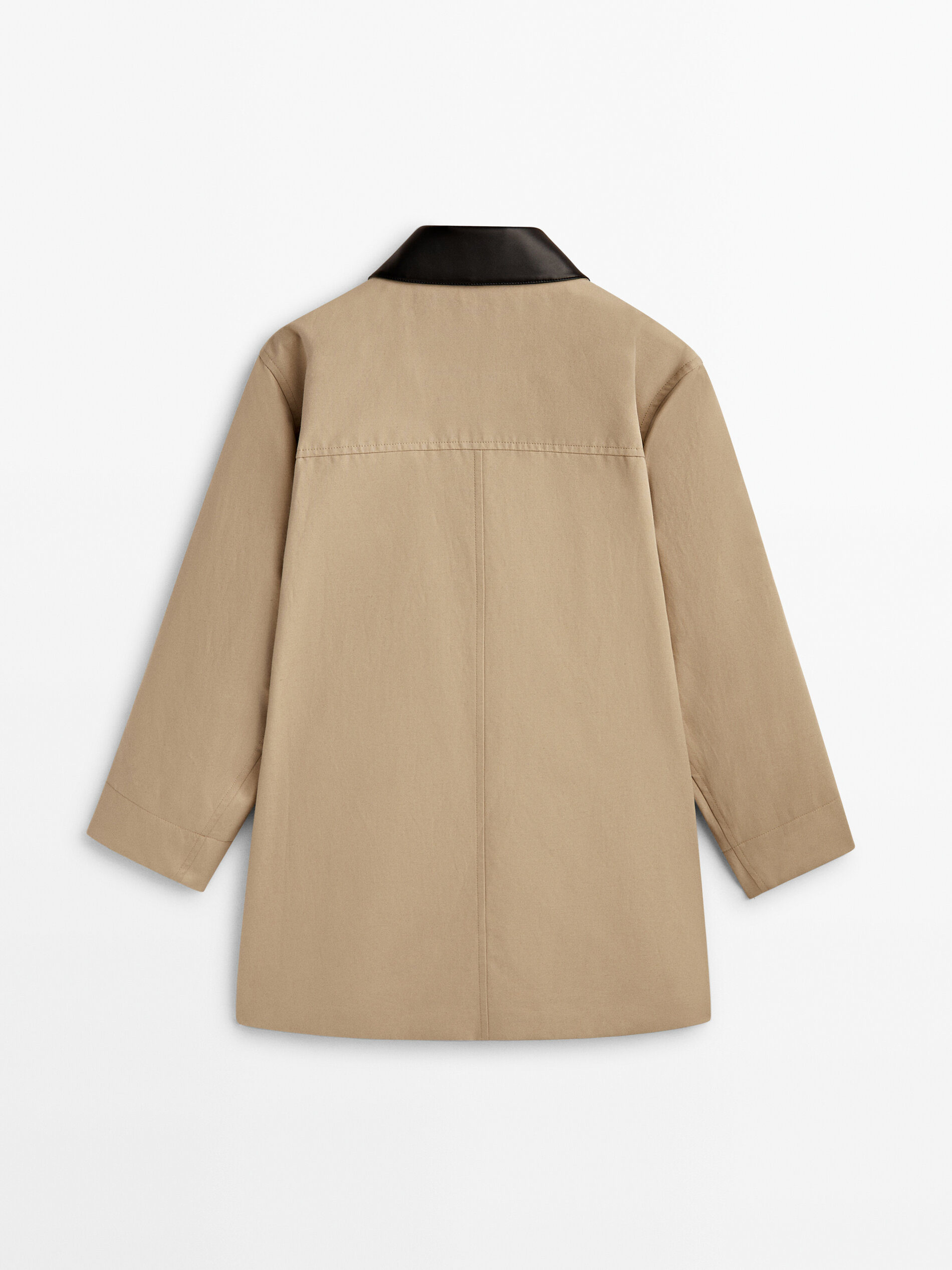 Parka mezcla algodón cuello contraste - BEIGE