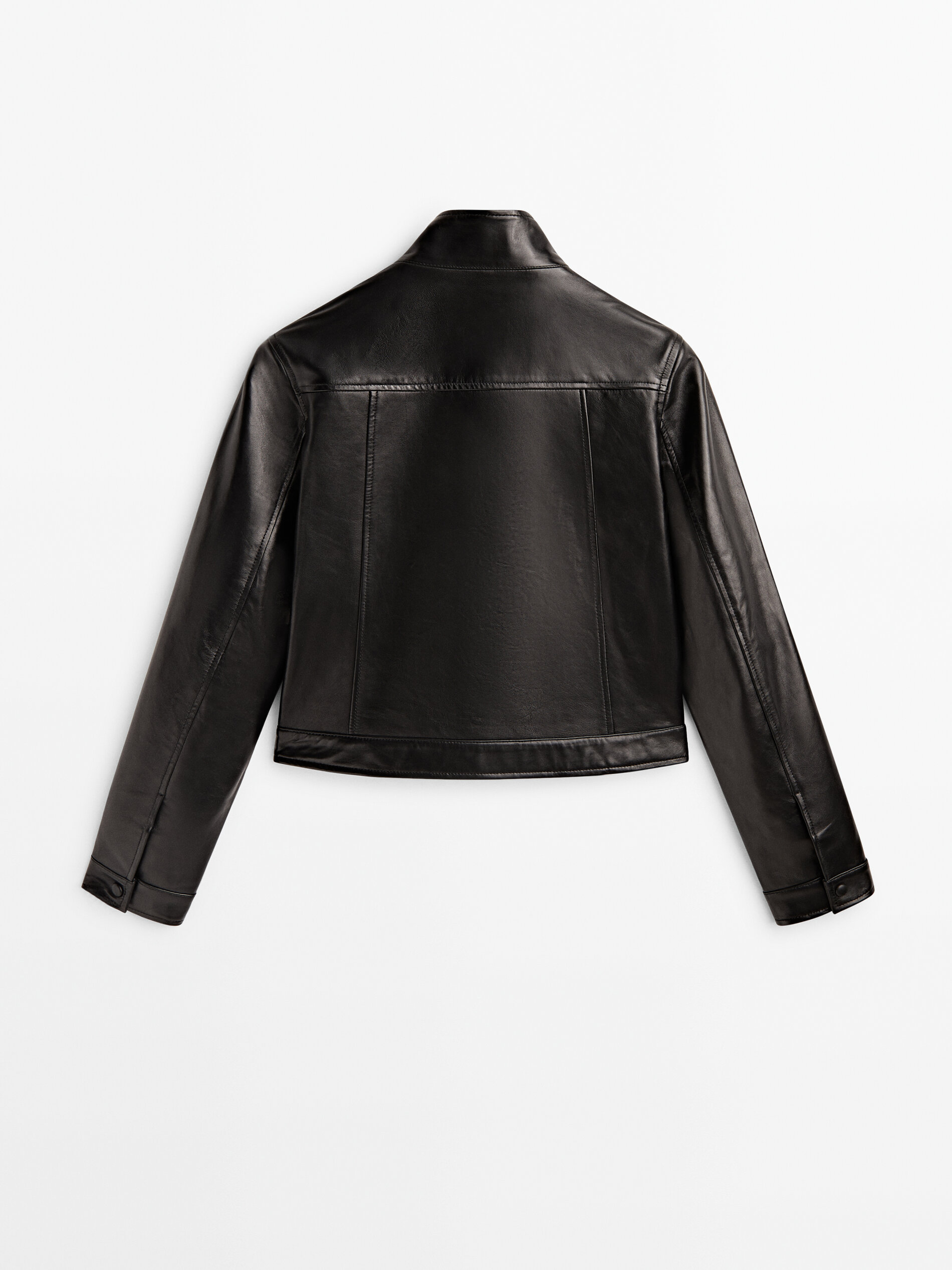 Cazadora piel napa botones - NEGRO